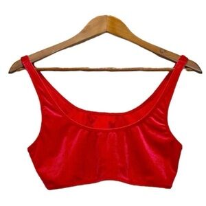 NEW Kendall & Kylie Velour Top Red Size Large Lingerie Bra